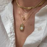 Vintage Dior gold logo tag pendant necklace