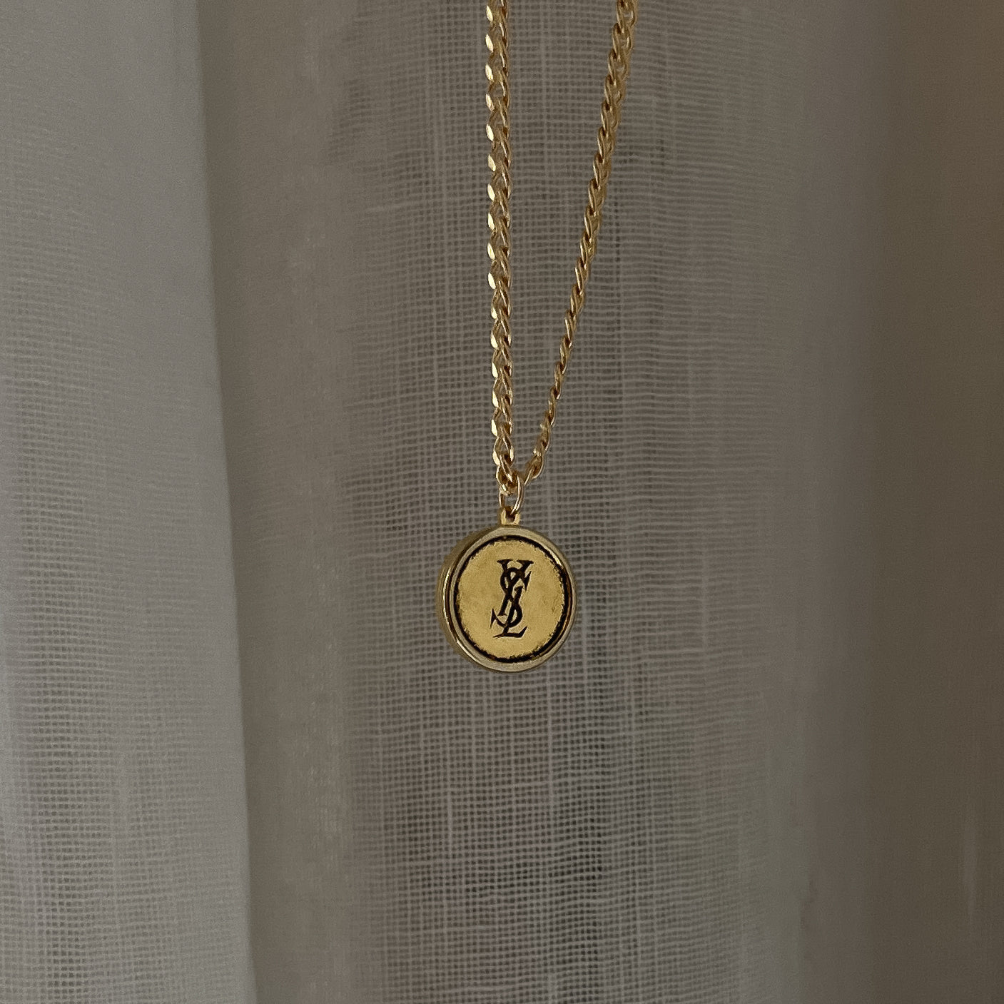 Repurposed Authentic Vintage YSL Gold Pendant Necklace