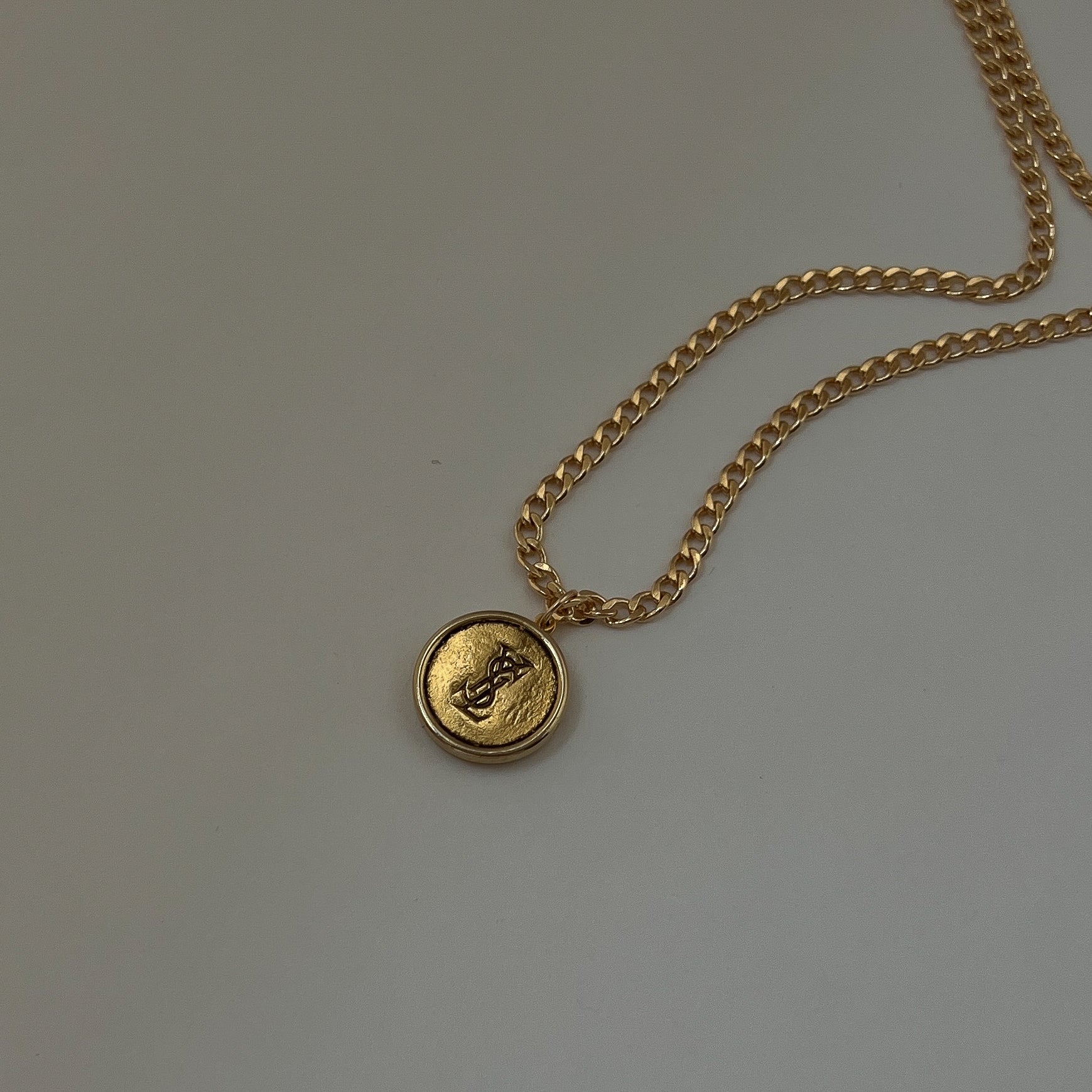 Repurposed Authentic Vintage YSL Gold Pendant Necklace