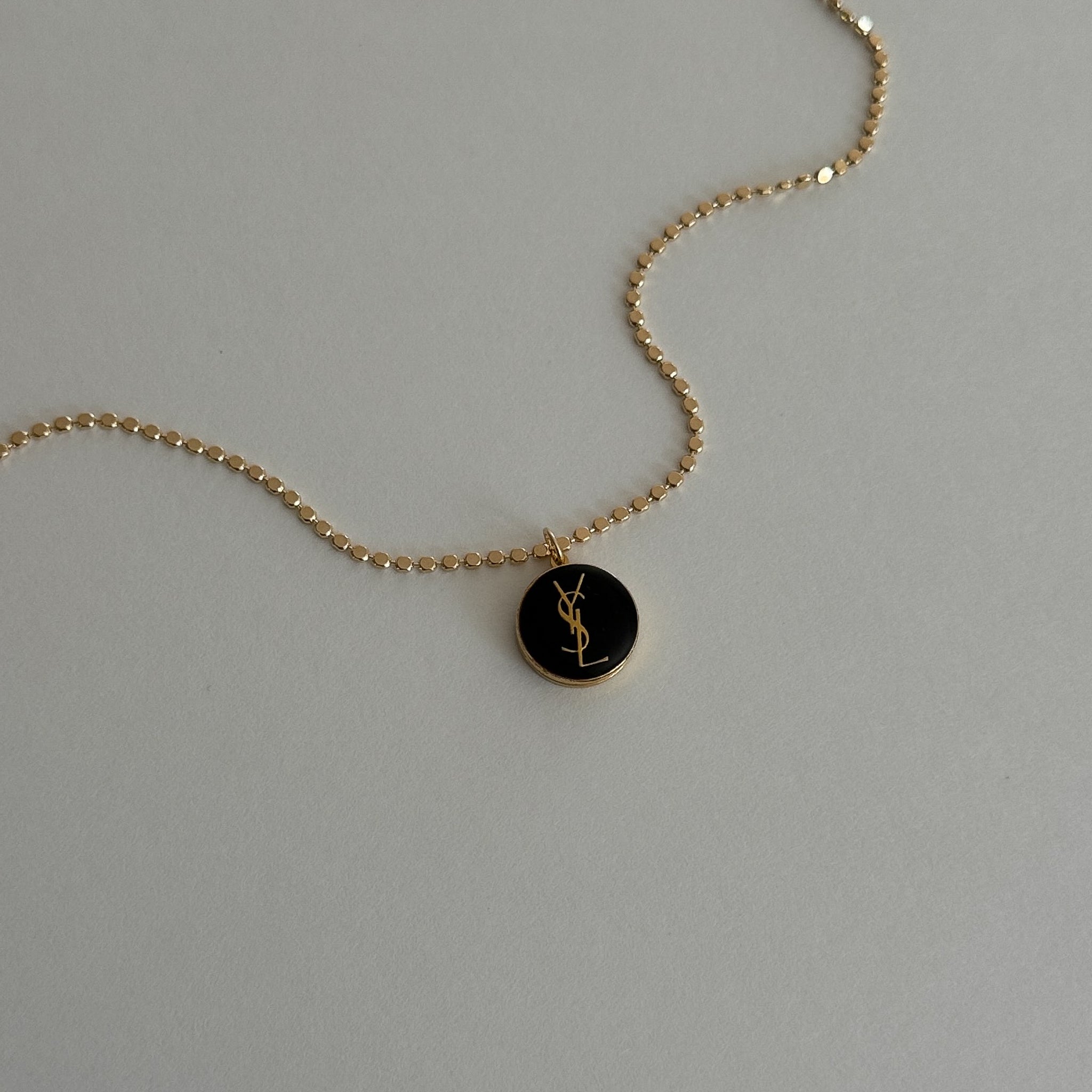 Authentic Vintage YSL Handcrafted Pendant on 18k Gold Filled Chain