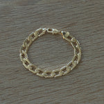 18k Gold Filled Flat Curb Link Chain Bracelet 8mm Width