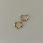 Gold Rounded Beaded Bubble Ball 20mm Huggie Hoop Earrings 18k gold filled