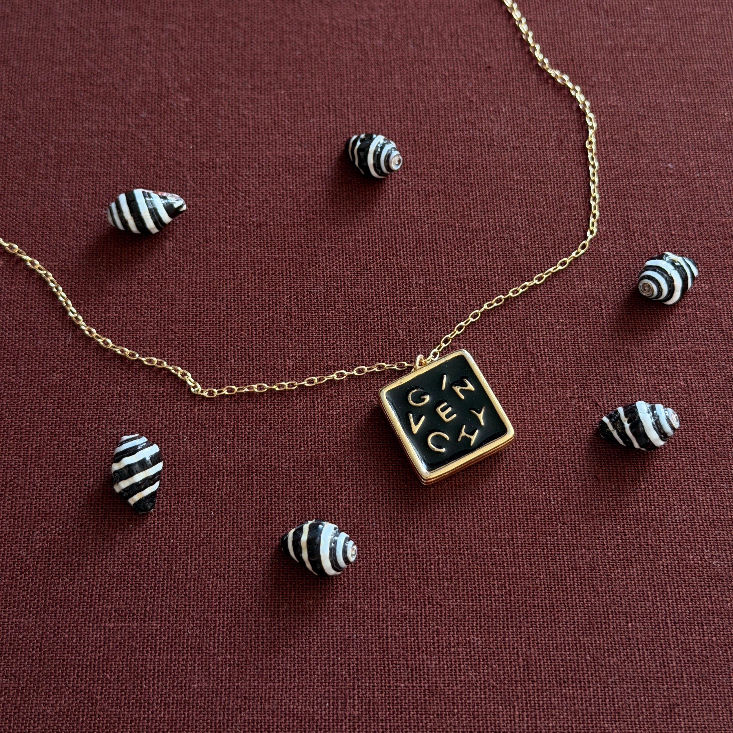Vintage Givenchy Enamel Letter Pendant Necklace