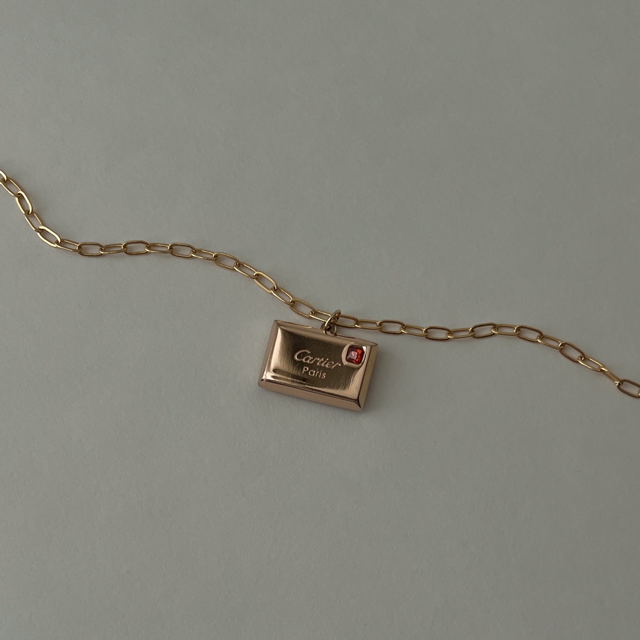 Vintage Cartier Gold Ingot Bar Pendant Necklace