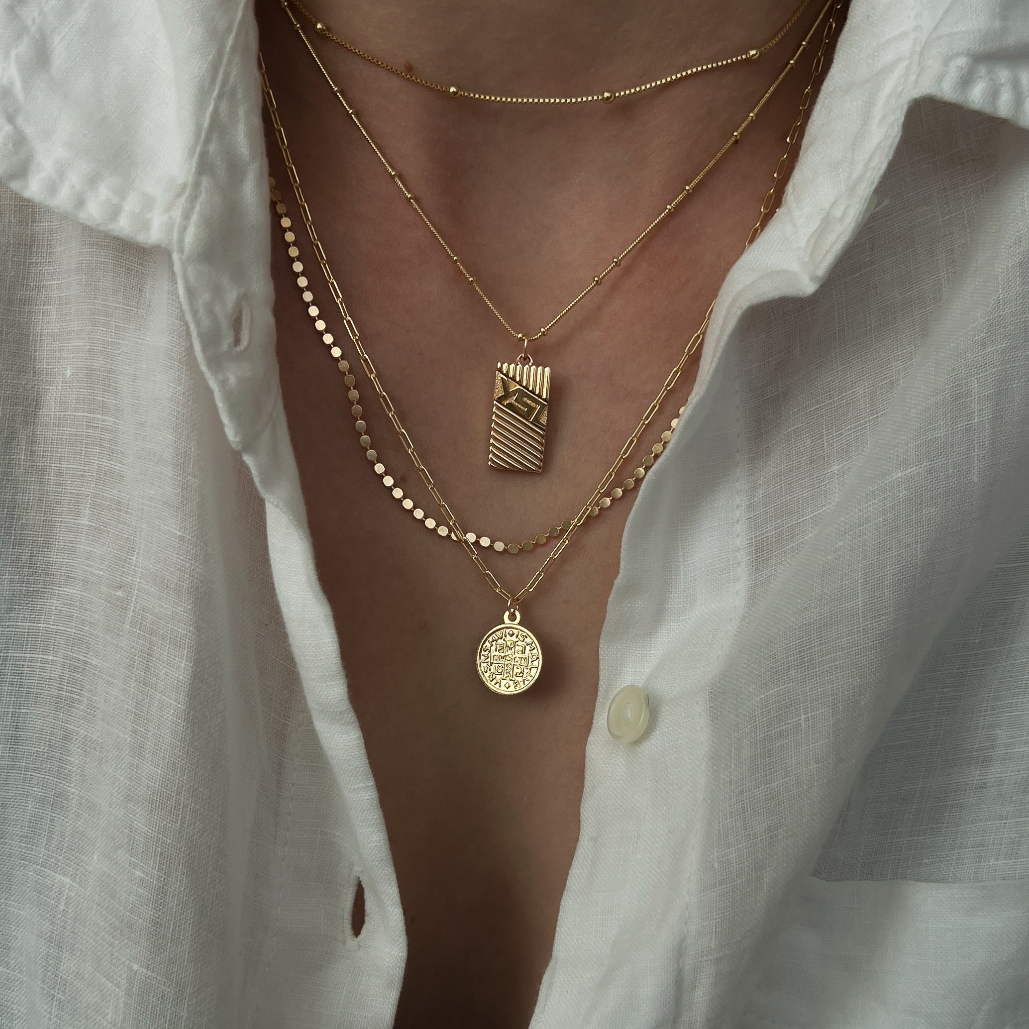 Vintage Repurposed Designer Yves Saint Laurent YSL Pendant Necklace on 18k Gold Filled Chain