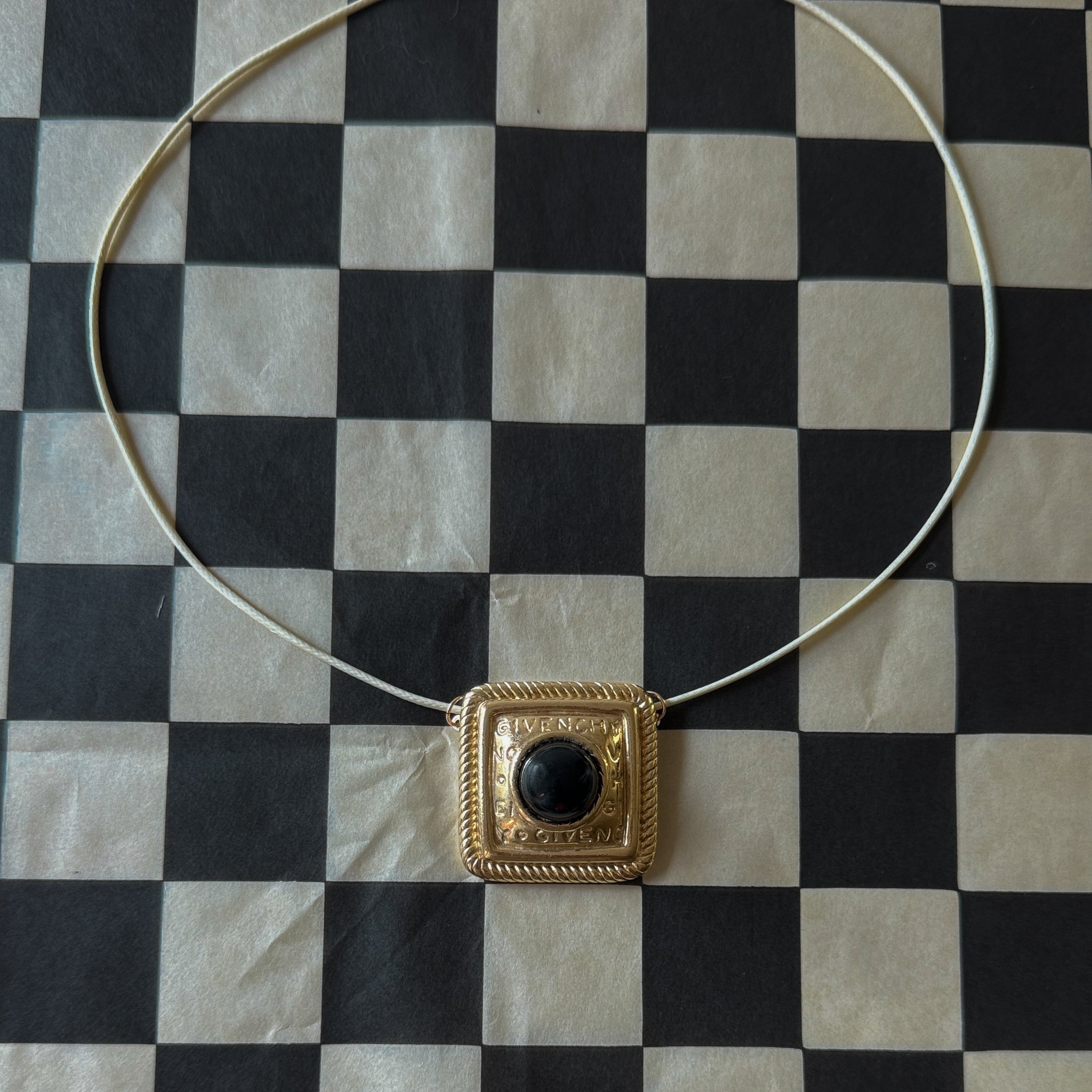 Vintage Givenchy Statement Logo Gold Unique Pendant Necklace