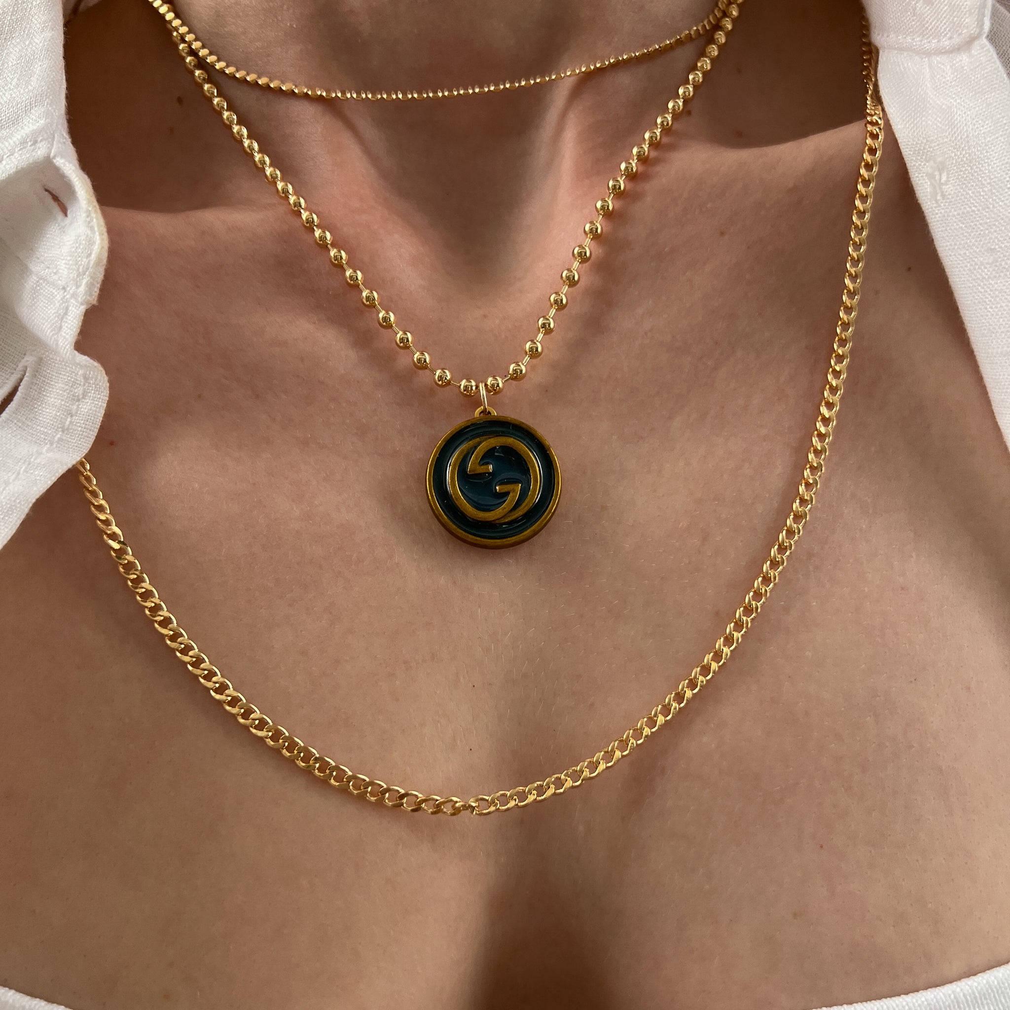 Vintage Blue Gucci Designer Pendant Necklace