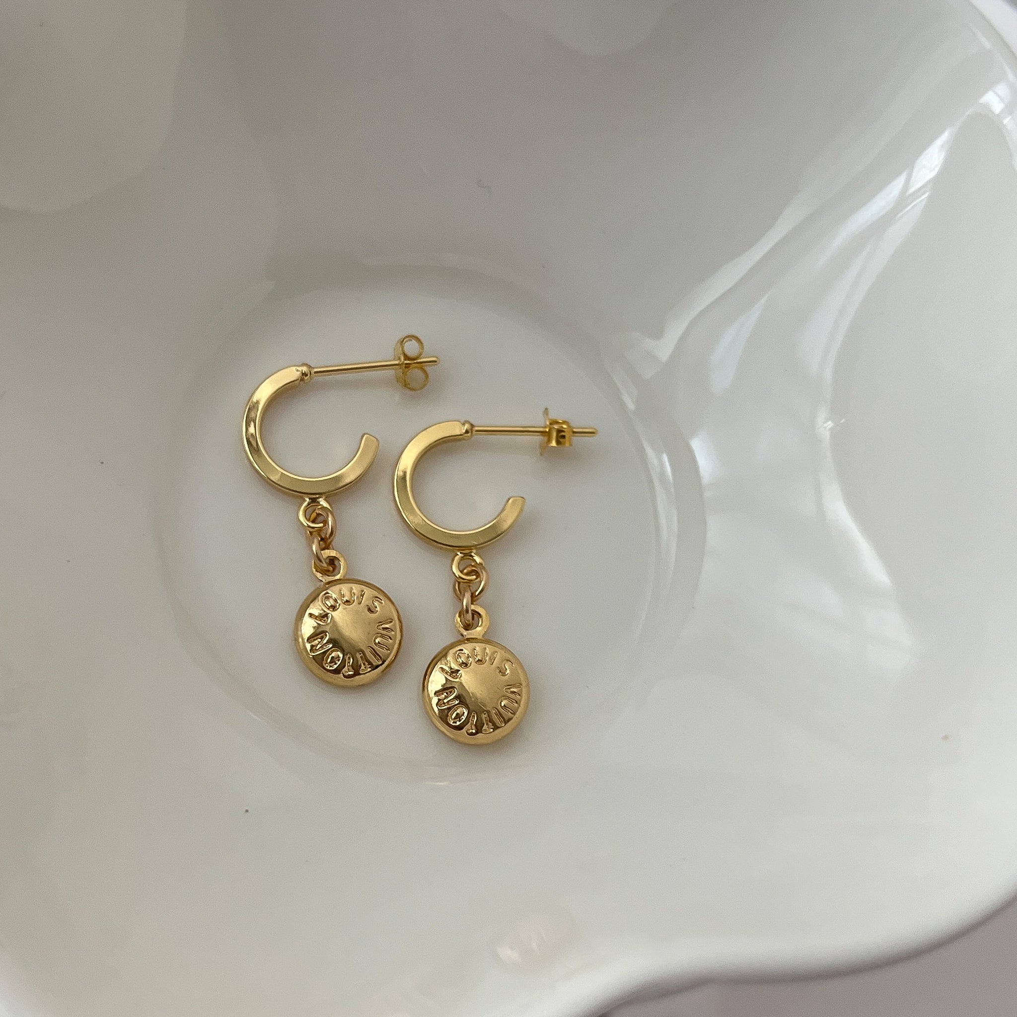 lv earrings for women logo hoops gold