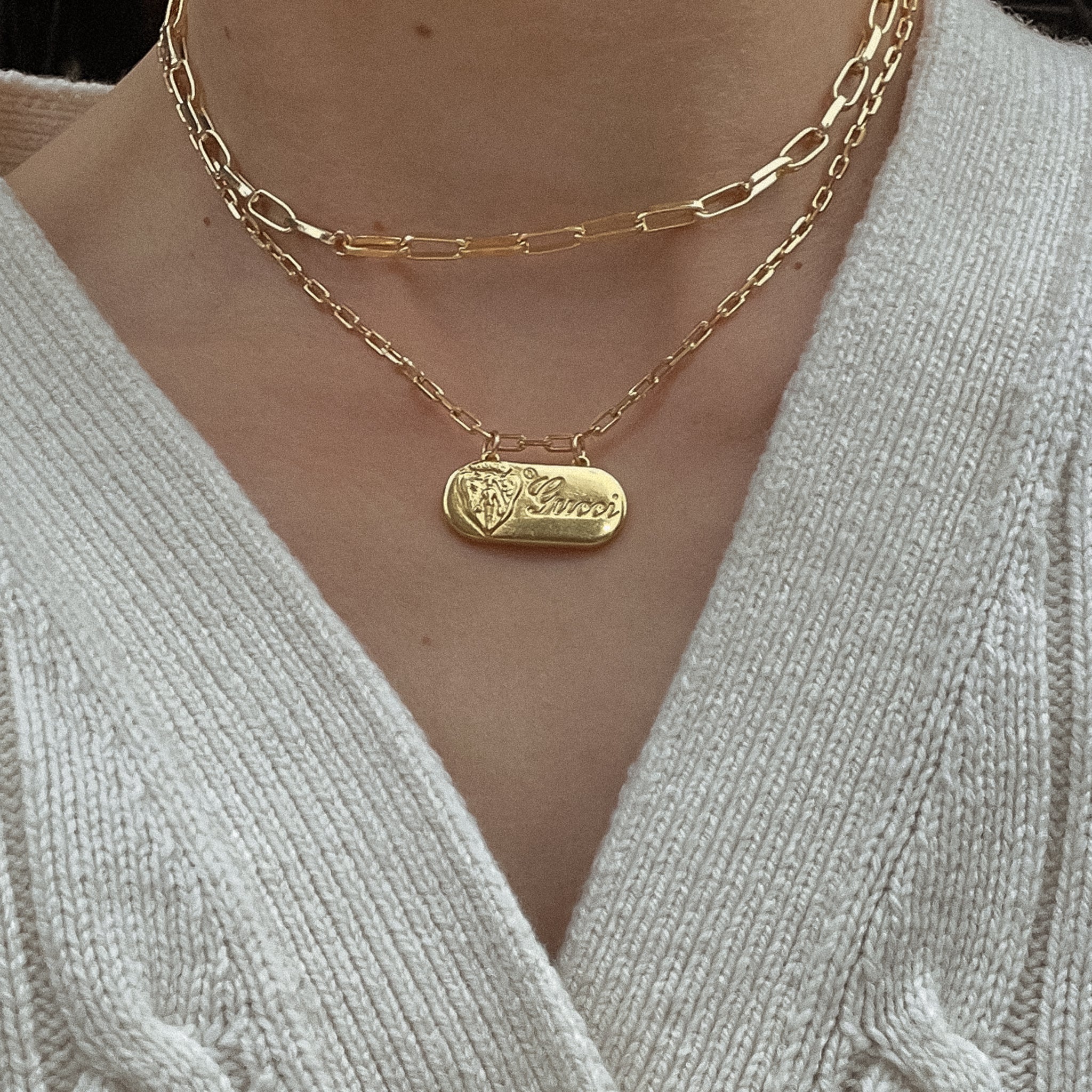 Vintage Gucci 'Horizontal Tag' Necklace