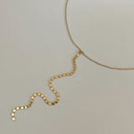 Gold Filled Drop Lariat Gold Shiny Disc Necklace