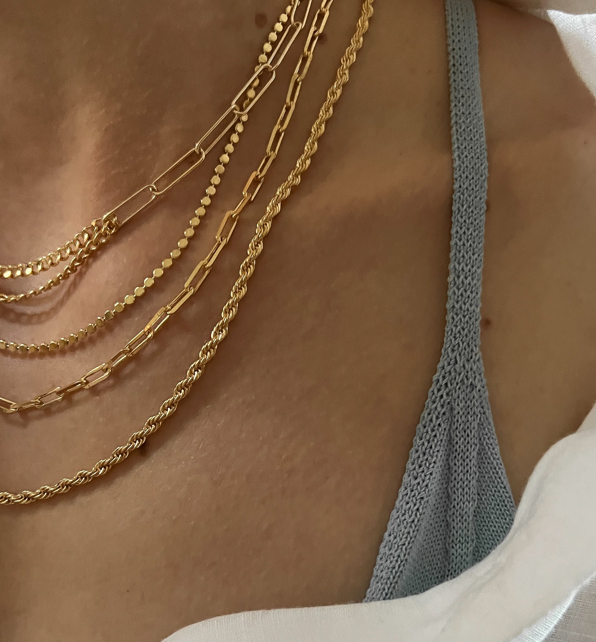18k Gold Filled Everyday Layering Chains. Flast Disc Chain 