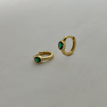 Emerald Gold Huggie Hoop Earring 