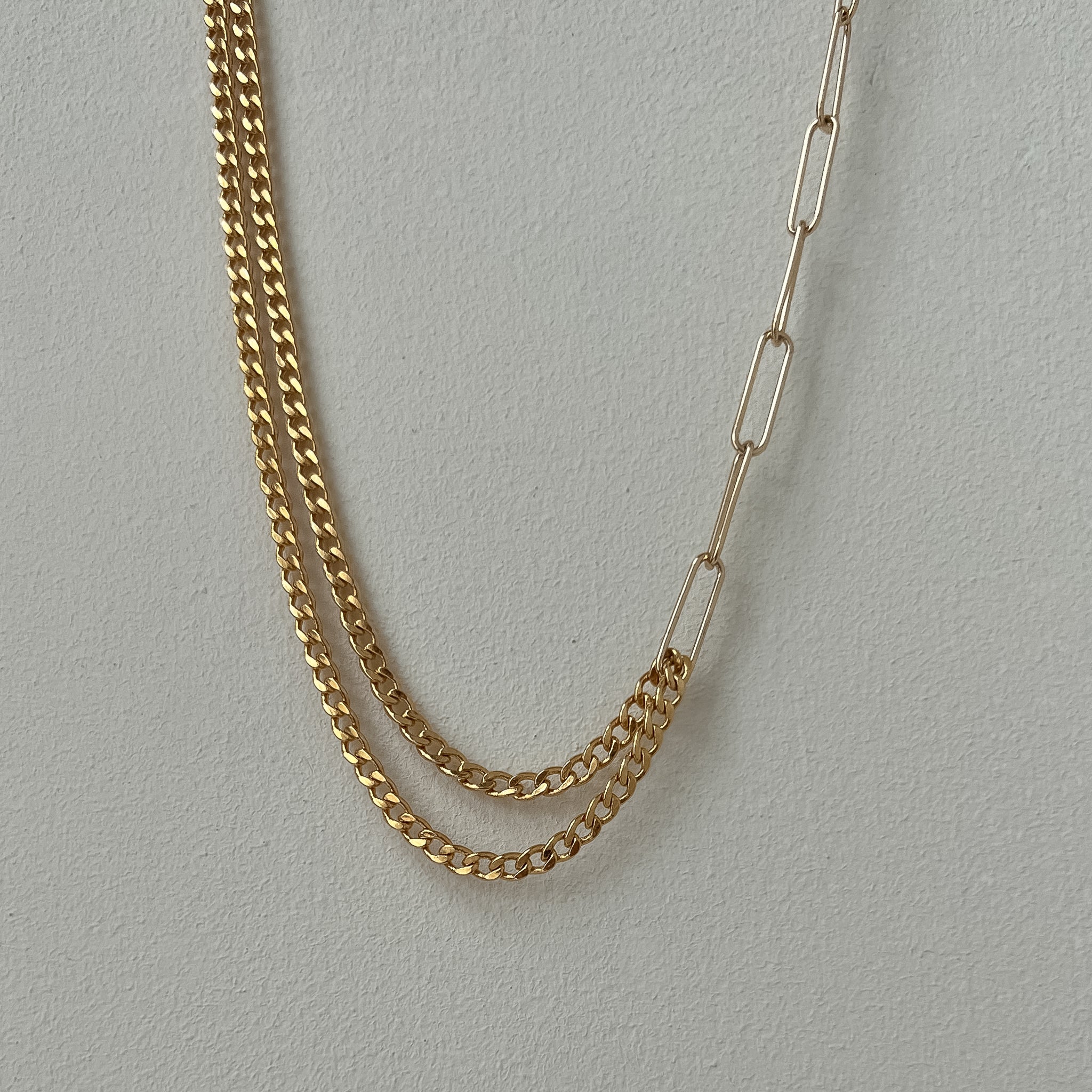 Gold Filled Mixed Link Chain Necklace - Curb Chain and Paperlink Duo 