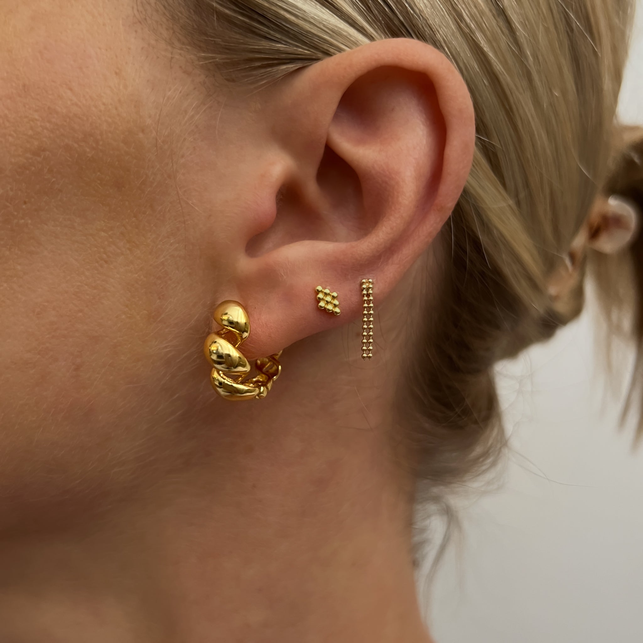 Gold Twist Trendy Unique Hoop Earrings