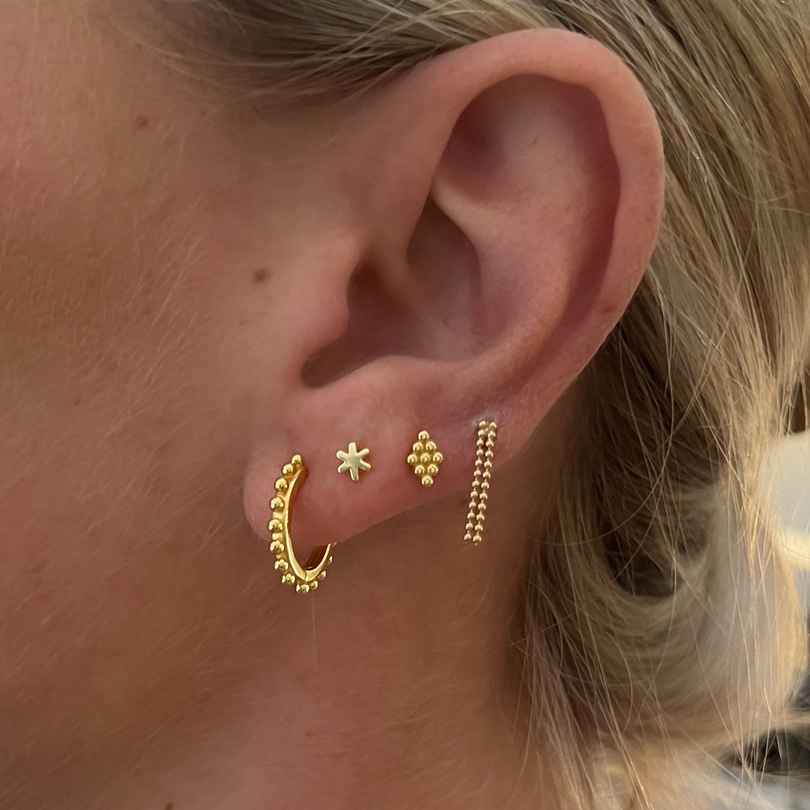 Studded Gold Huggie Hoops