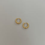 Gold Rope Twist Huggie Hoop Earrings